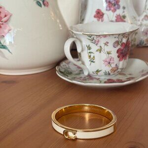 Coach Signature Push Hinged Bangle (Gold/Chalk) - Used Condition
